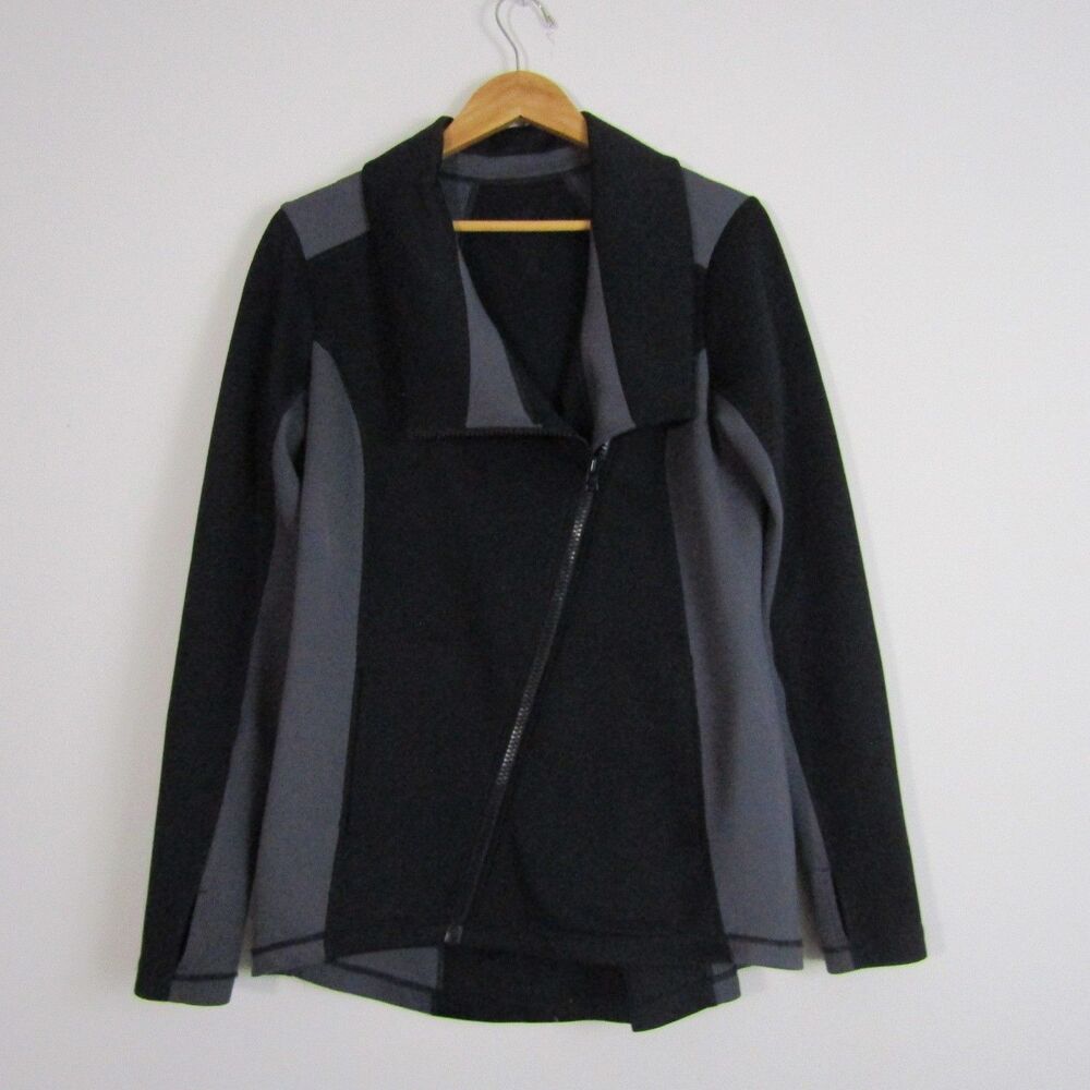 Cabi Dash Athletic Jacket Medium Black Asymmetrical Gym Workout Athleisure